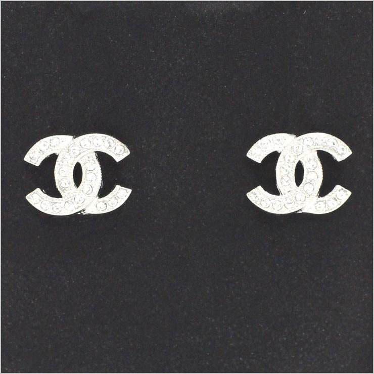 CHANEL（シャネル） ピアス CCマークラインストーン メタル＆ストラス