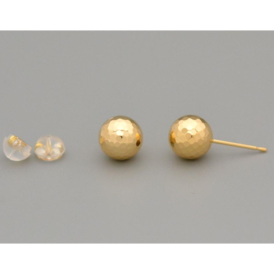 ラウンドカットミラーボールピアス8mm K18イエローゴールド : CASHO
