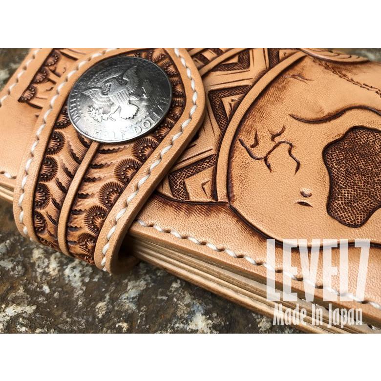 長財布 ロングウォレット SKULL/スカル カービング 手縫い イタリアン
