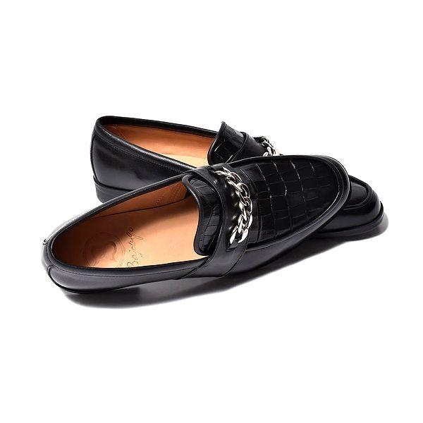 BajoLugo（バジョルゴ） クロコ チェーン ローファー クロコ型押し