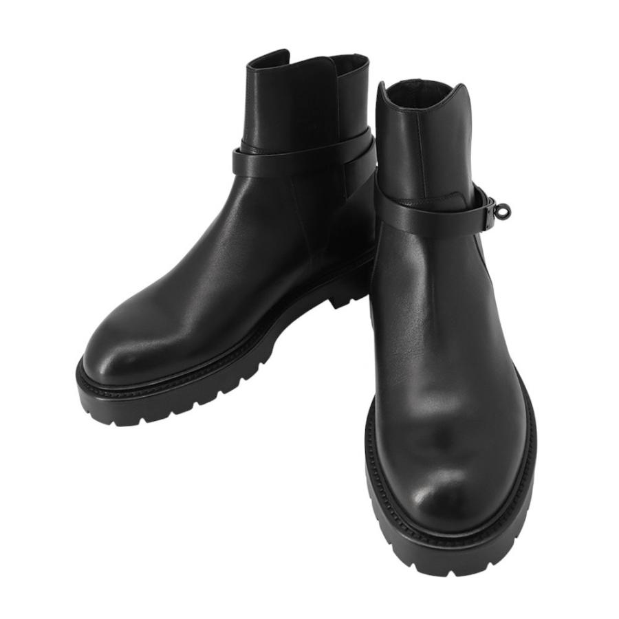 エルメス ショートブーツ ジェフ レザー メンズサイズ41 HERMES 靴 黒