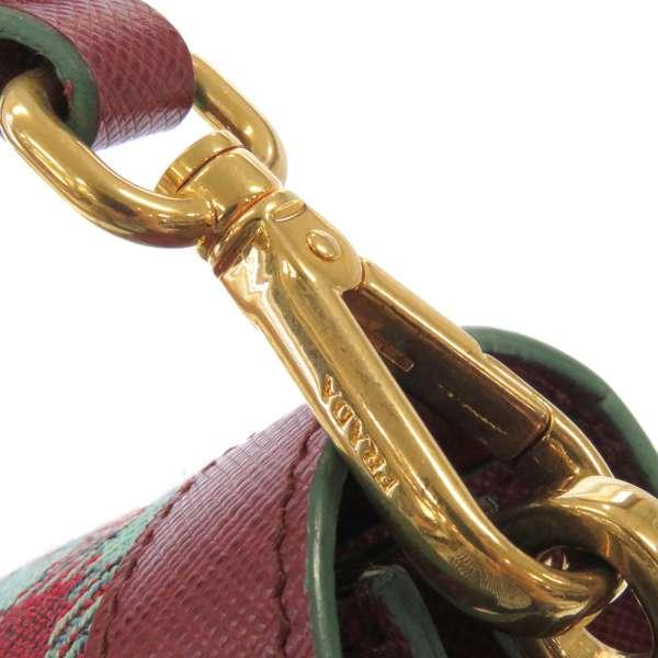 PRADA（プラダ） ショルダーバッグ チェック柄 グリーン レッド BN0924