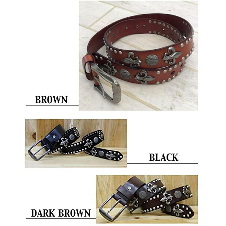 メンズ 牛革 レザー ベルトスタッズ ベルト アンティーク コンチョ