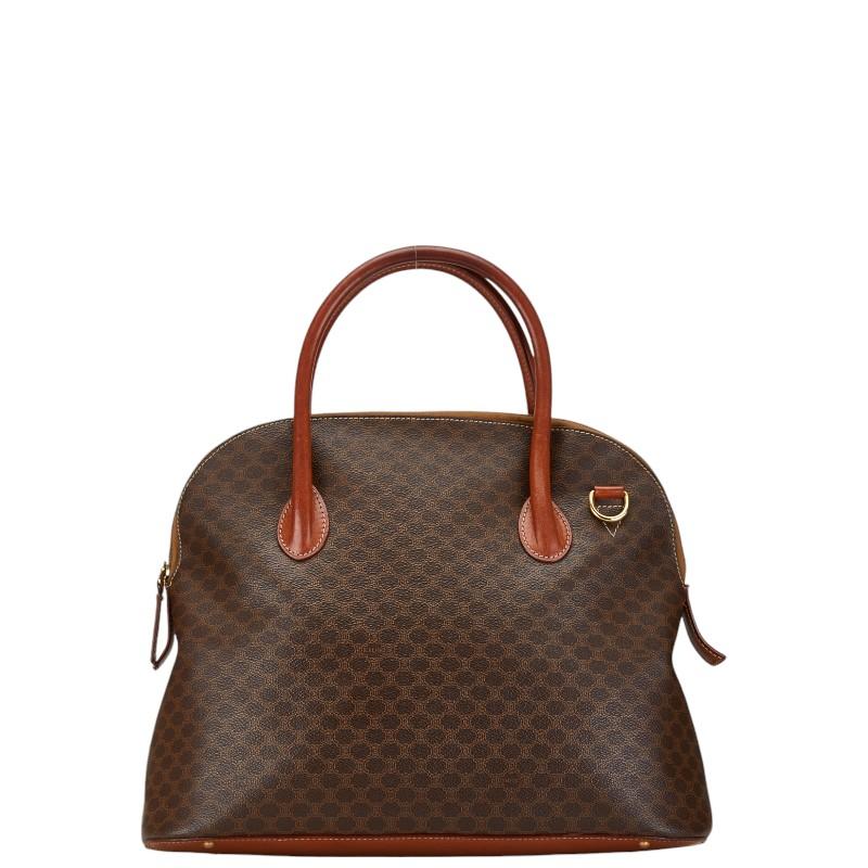 CELINE】ボストンバッグ マカダム柄 ゴールド金具 PVC ブラウン CELINE