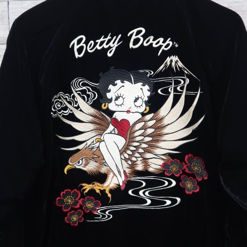 送料無料 メンズ スカジャン BETTY BOOP リバーシブル ベルベット