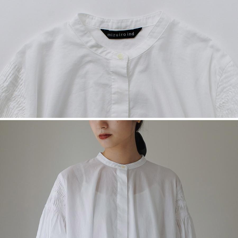 mizuiroind（ミズイロインド） ピンタック パフスリーブ シャツ