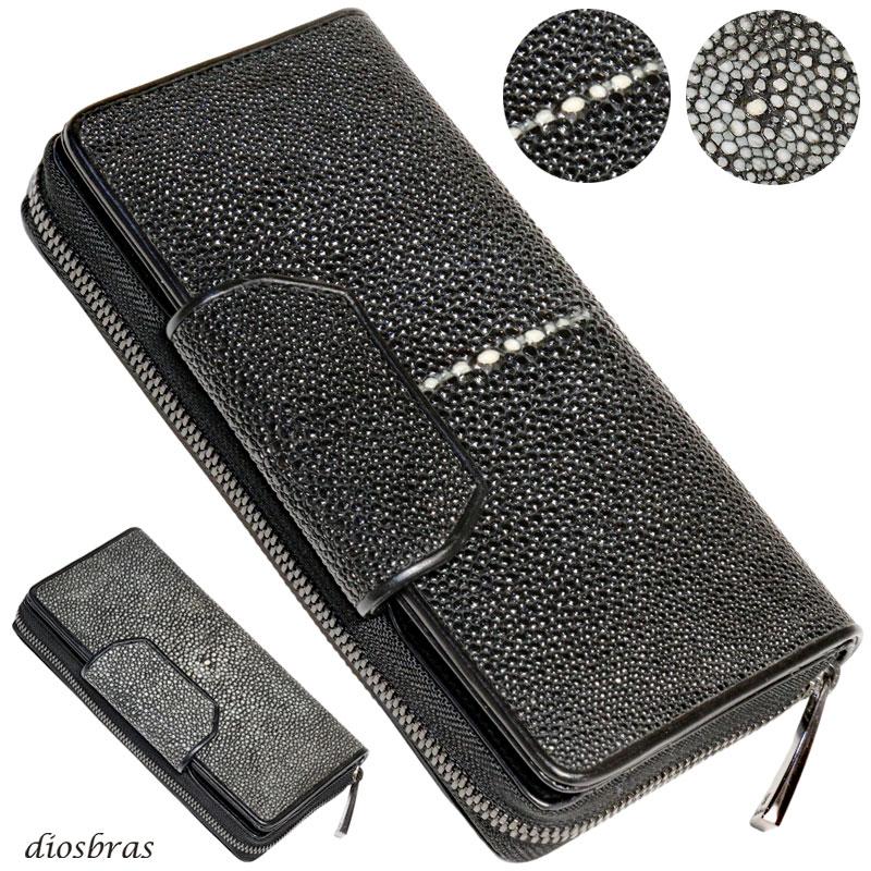 ラウンドファスナー 財布 長財布 エイ革 スティングレイ