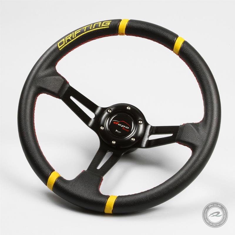 ステアリング 35φ ディープコーン 約80mm フェイクレザーPVC DRIFTING