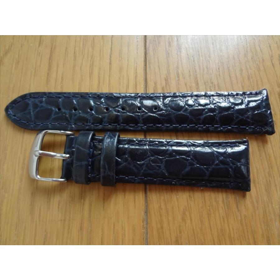 腕時計 レザーベルト 20mm 青 青色 クロコダイル型押し バンド ブルー