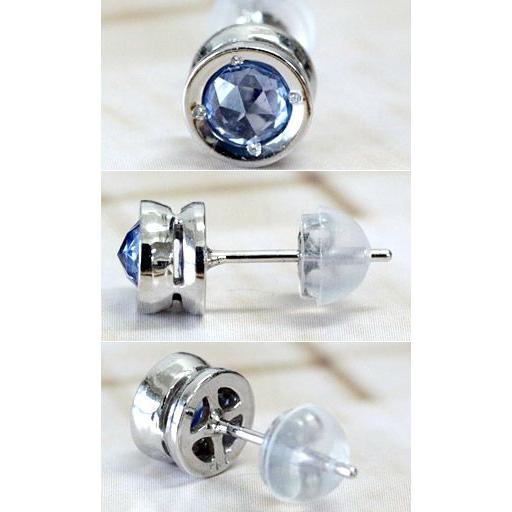 ピアス 一粒 サファイア ブルーサファイア K18/PT900 ゴールド ローズ