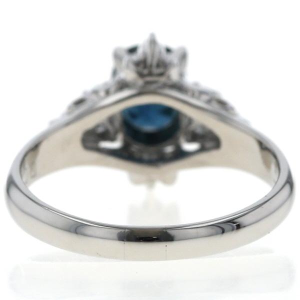 Pt900 リング サファイア 0.94ct ダイヤモンド 0.09ct オーバル 透かし