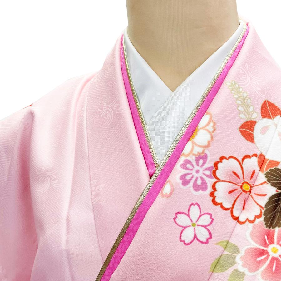 重ね衿 伊達衿 No.07 ゴールド 牡丹色 チェリーピンク 留めピン付き