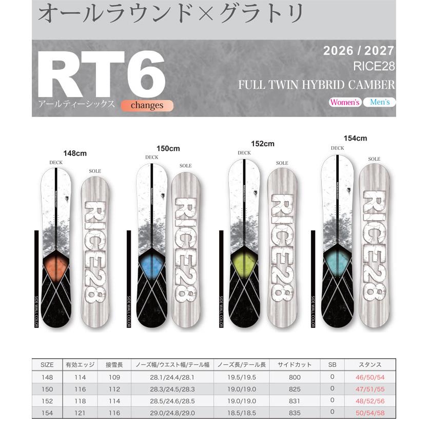 RICE28 予約 26-27 ライス 28 スノーボード RT6 アールティー シックス