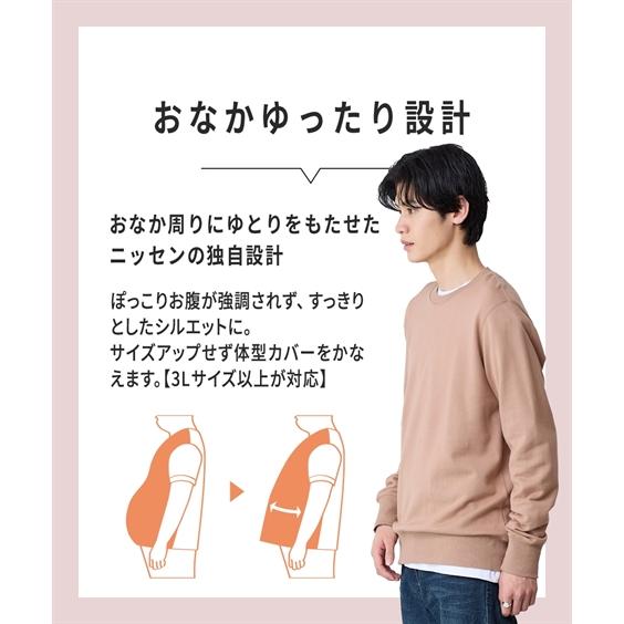 ニッセン（nissen） クルーネックトレーナー 綿100% 裏毛 3L以上お腹