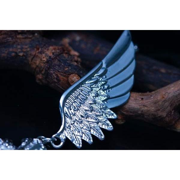 フェザー 羽 クロス 十字架 2way ラペルピン ピンブローチ クリア