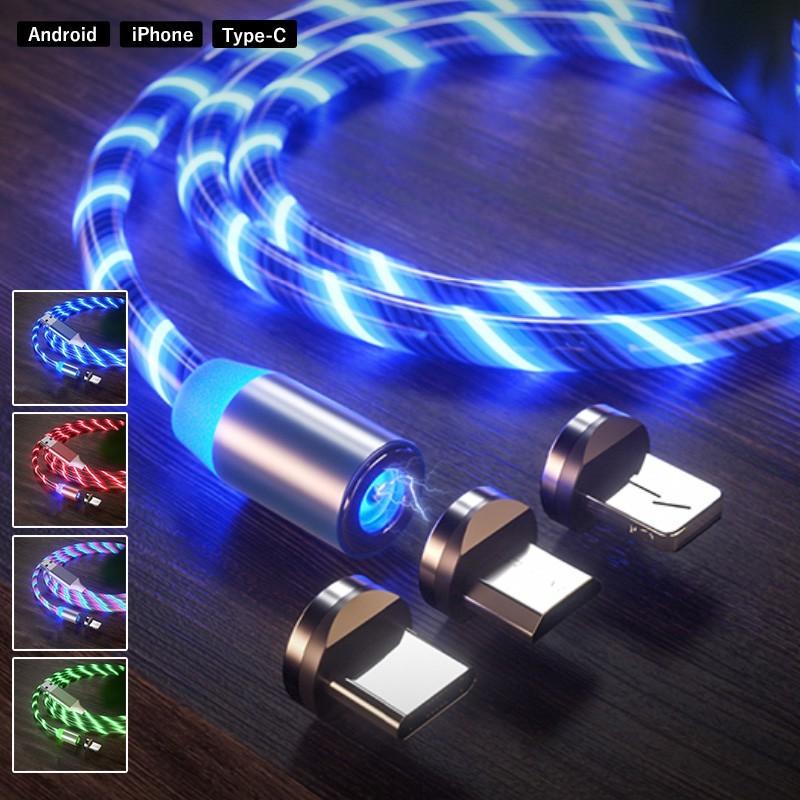 充電ケーブル 光る 磁石付き キラキラ 1m iPhone11 iPhone11Pro