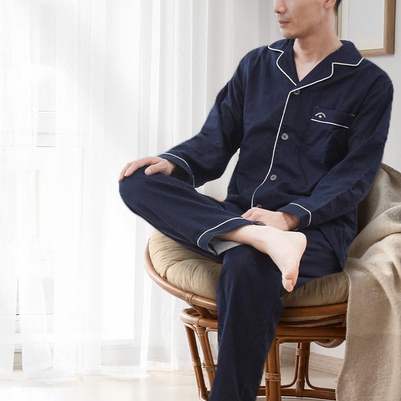 Kaimin Labo パジャマ メンズ 日本製 洗える シルク入り 2重ガーゼ 綿