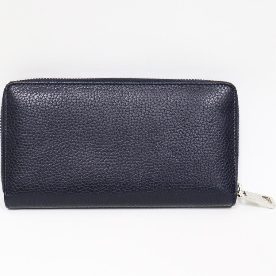 GUCCI（グッチ） (美品) ラウンドファスナー 長財布 レザー ネイビー