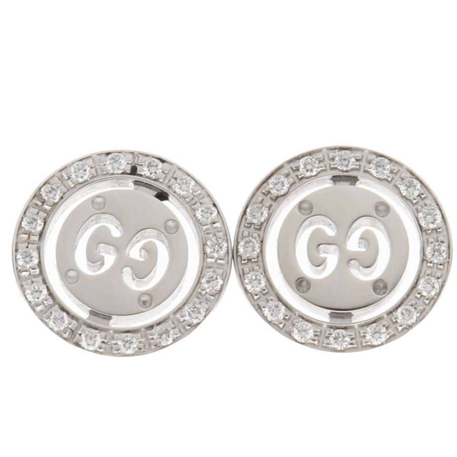 GG （新品仕上げ済）グッチ GUCCI GGアイコン ダイヤ ピアス K18 WG