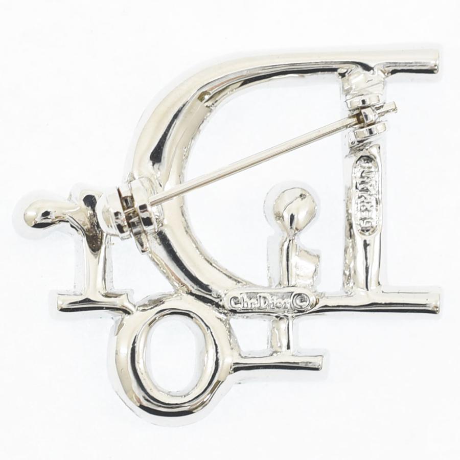 クリスチャンディオール Christian Dior ブローチ ロゴ ラインストーン