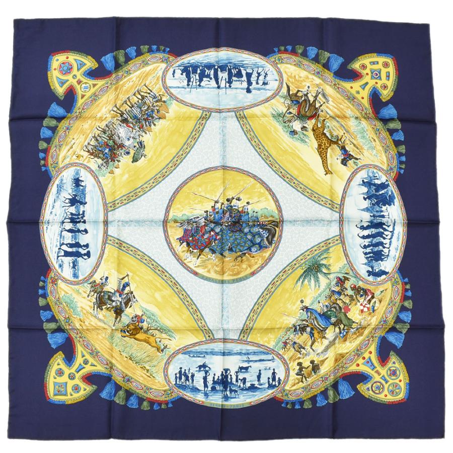 HERMES（エルメス） スカーフ カレ90 民族 アフリカ 狩り シルク