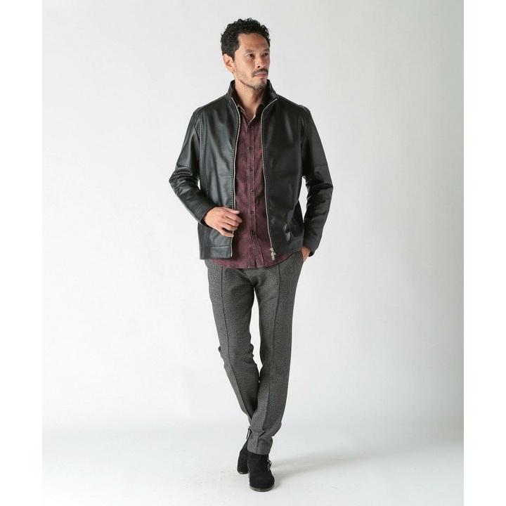 MEN'S BIGI（メンズビギ） スタンドカラーシングルライダース レザー