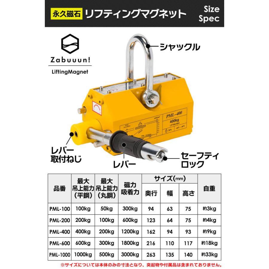 国際CE認証品】リフティングマグネット 600kg 永久磁石 吊り下げ式
