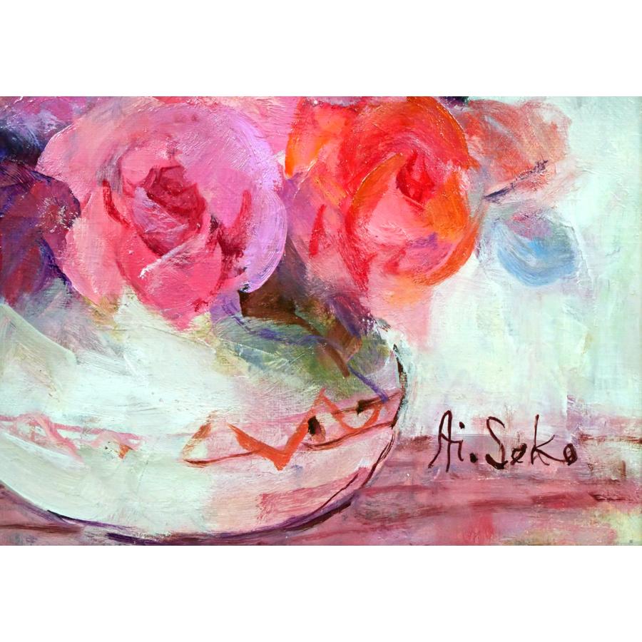 瀬古 愛「薔薇」油絵・F4号□元大洋会会員□日洋展三越奨励賞□和歌山