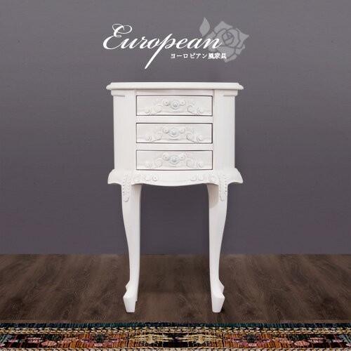 ラウンドチェスト3段 アンティーク風 猫脚 姫家具 エレガント サイド