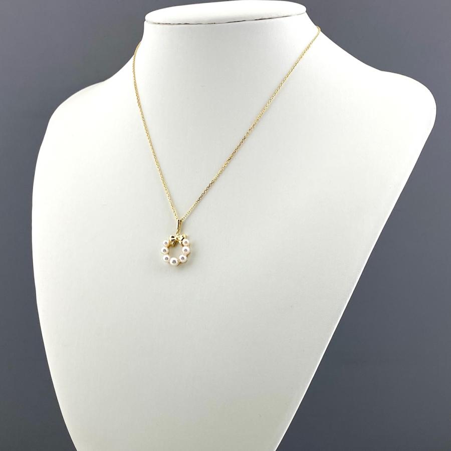 MIKIMOTO（ミキモト） リボンモチーフ デザインネックレス YG イエロー