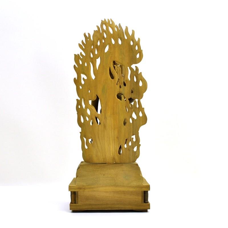 木彫り仏像 【不動明王】 白檀 立5.0寸 総高27.8cm 真言宗脇仏 : 海宇