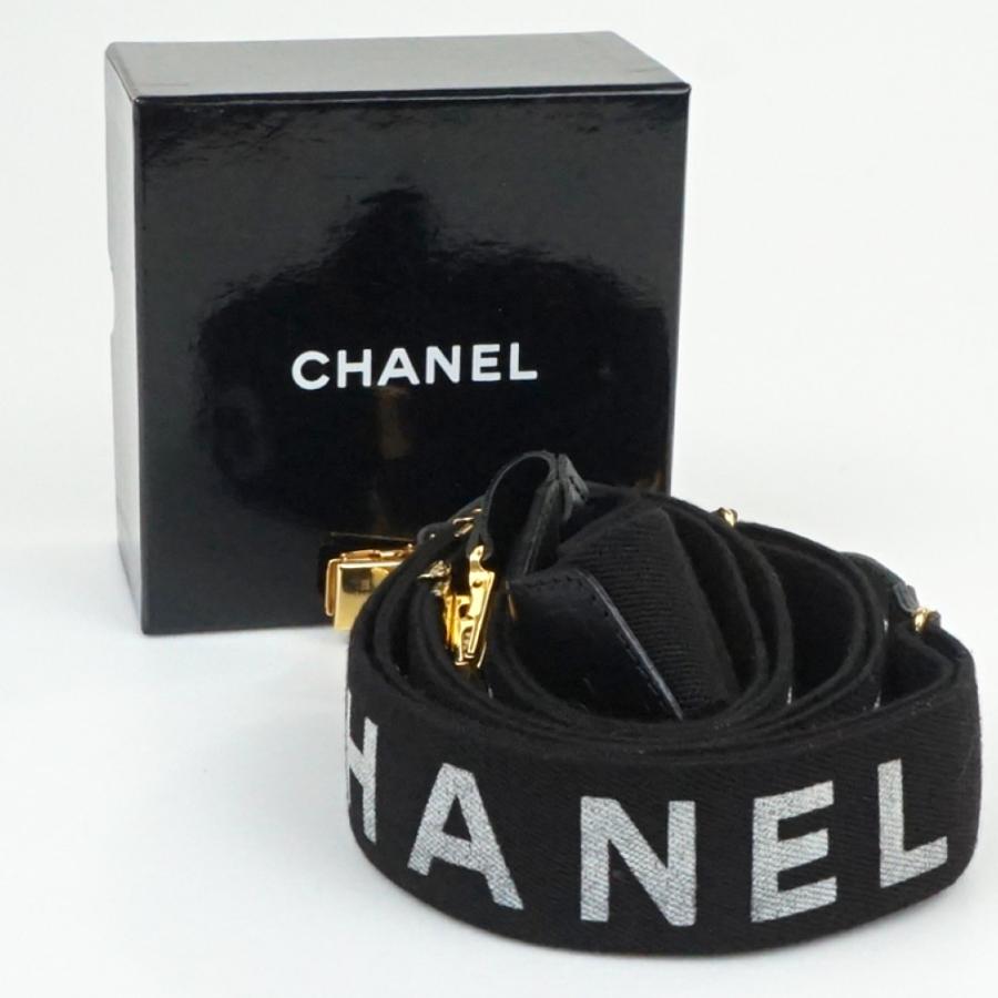 CHANEL（シャネル） サスペンダー ブラック 黒 ゴールド金具 ホワイト