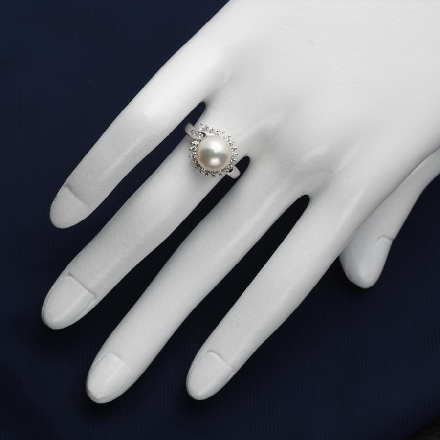 プラチナ900 アコヤ本真珠 リング 9-9.5mm 13号 サイズ直し可 あこや