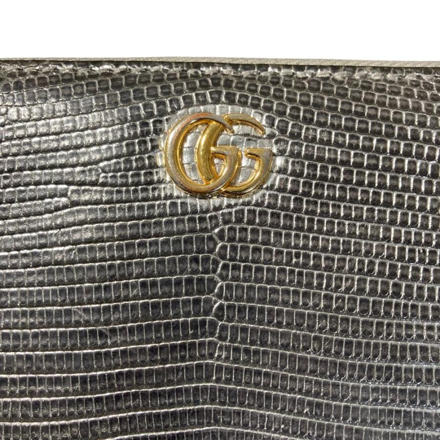 GUCCI（グッチ） 良品 リザード型押し GGマーモント ロングウォレット