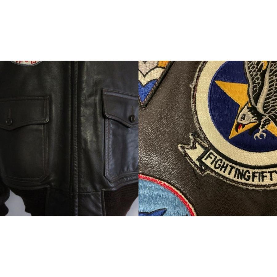 美品 BUZZ RICKSONS バズリクソンズ ゴートレザー×ムートン襟 ワッペン