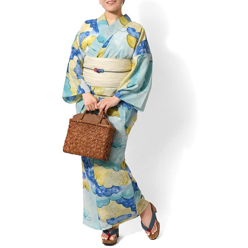 浴衣 tsumori chisato セオアルファ 雲 森 街 水色 レディース 夏着物