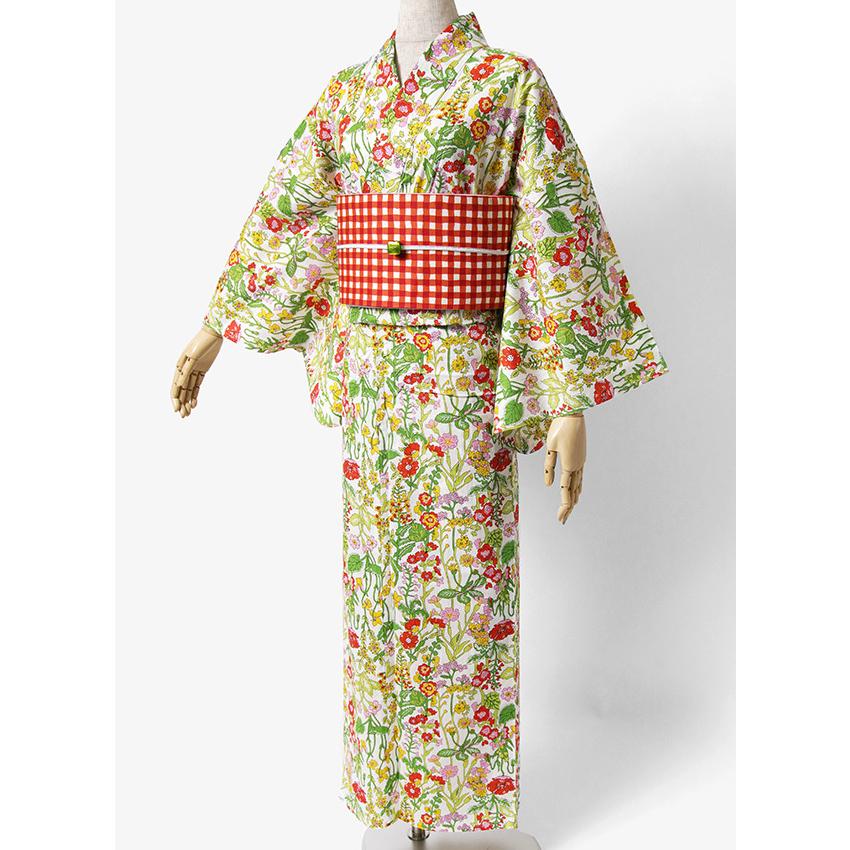 浴衣 LIBERTY柄 花 植物 黄緑 カラフル リバティプリント ボタニカル