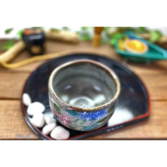 九谷焼 高級 陶磁器 抹茶碗 がく紫陽花 （Kutani matcha bowl） ギフト