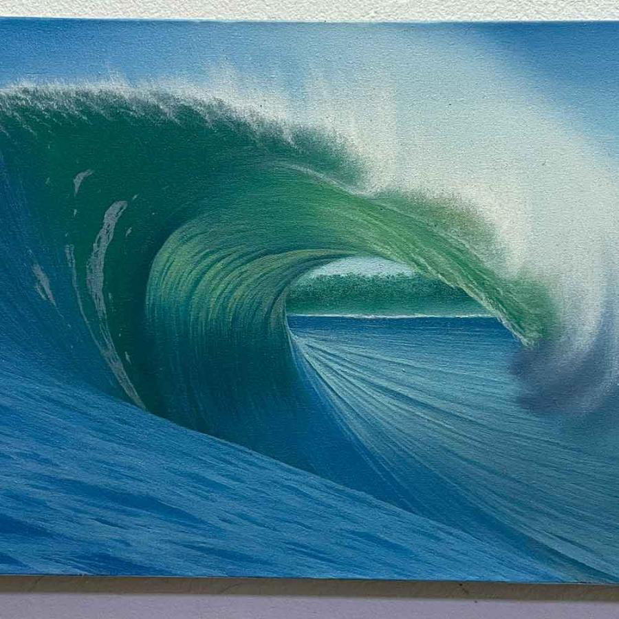 絵画 波の絵 Goes Windy 45×25cm 青い 海 アートパネル 大波 海の絵