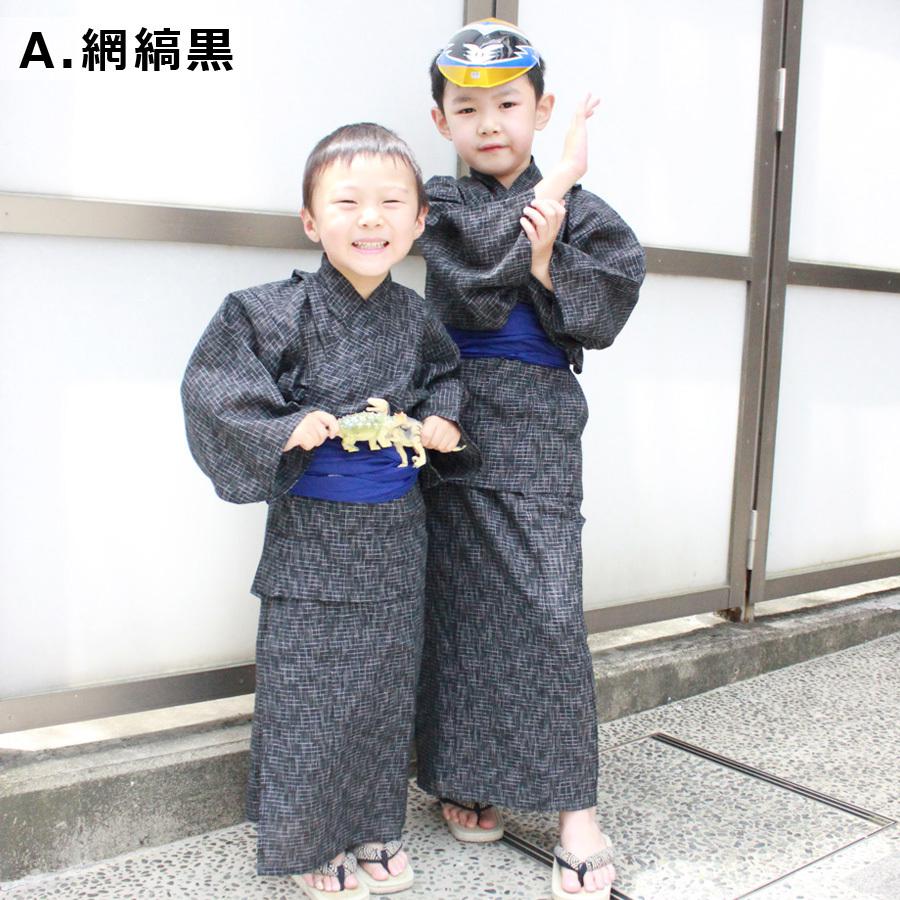 綿麻こども浴衣3点セット 厳選12柄 しじら織り浴衣と帯と履物がセット