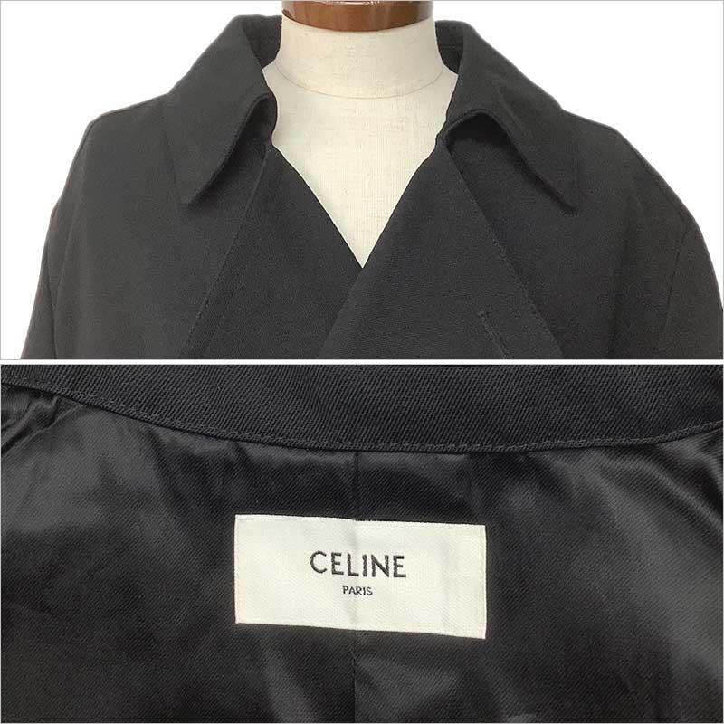 CELINE セリーヌ トレンチコート ウール ポリエステル ブラック #46