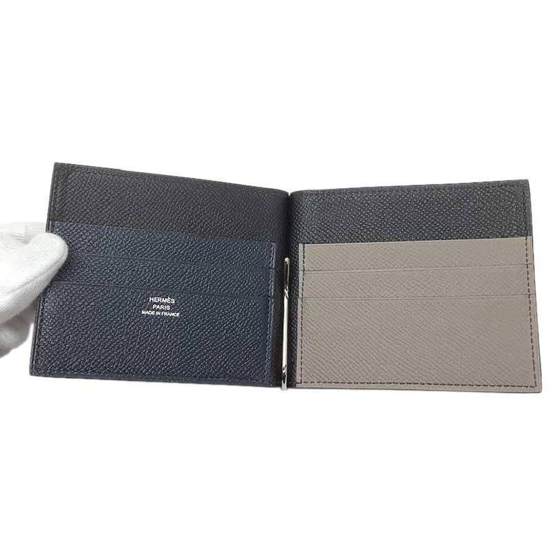 HERMES エルメス ポーカー マネークリップ エプソン ボルドー ブラック