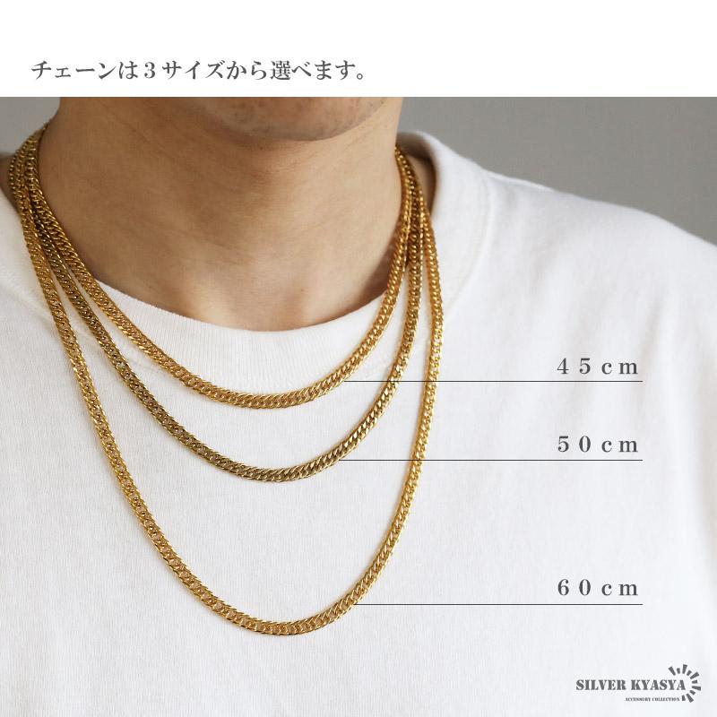 幅5mm ステンレス ダブル喜平チェーンネックレス 6面カット 18k GP IP