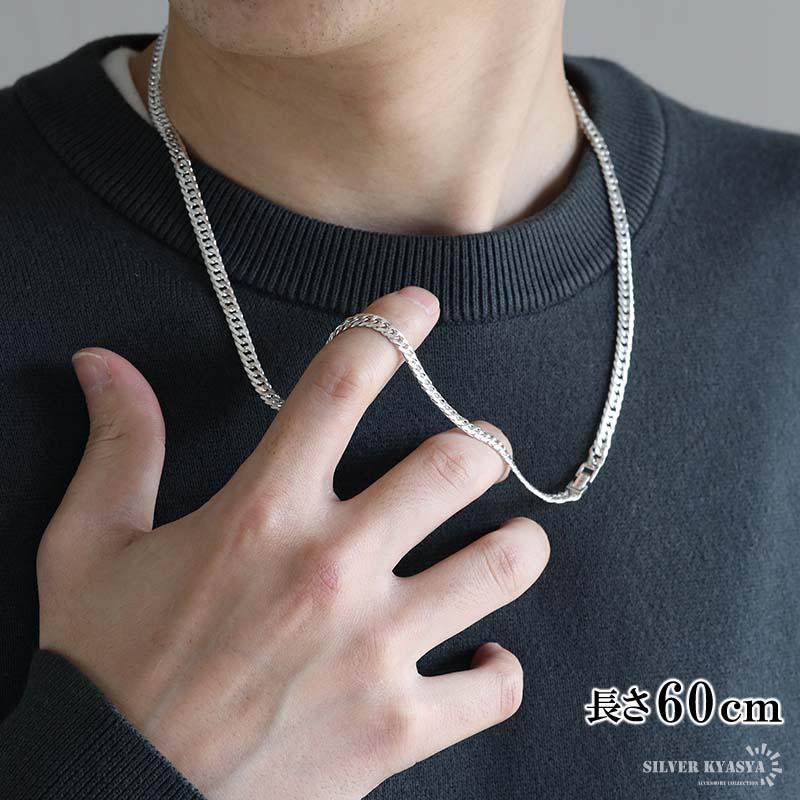 シルバー925 チェーンネックレス 6面カット ダブル喜平チェーン