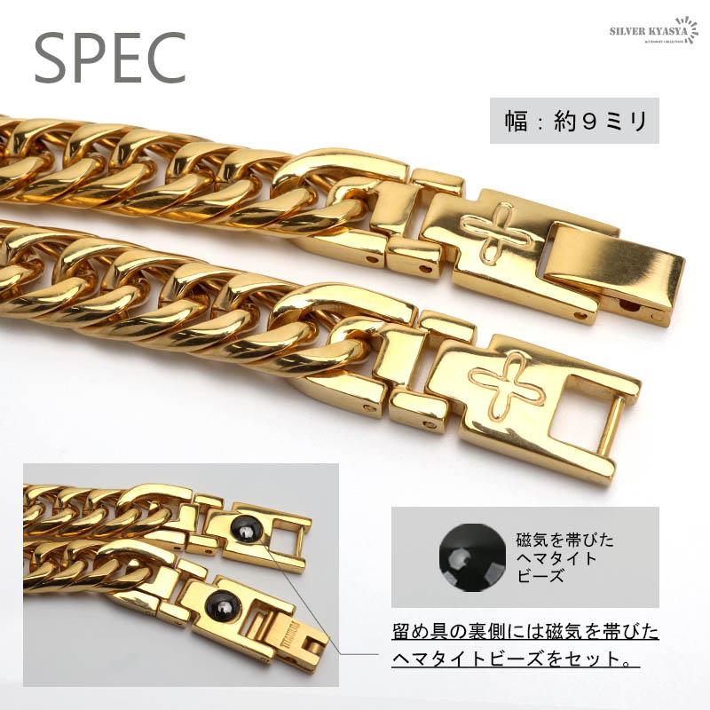 19.5cm) 純チタン ダブル喜平チェーンブレスレット 6面カット 磁気
