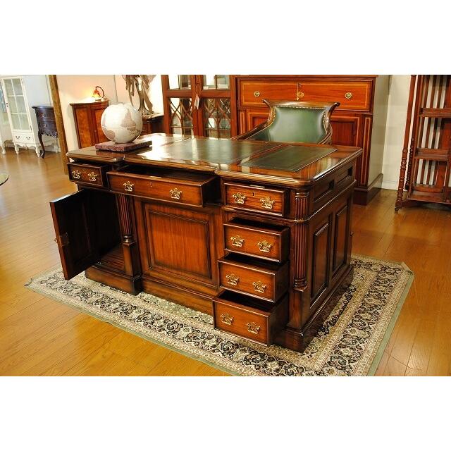 プレジデントデスク マホガニー 両袖デスク 140cm アンティーク