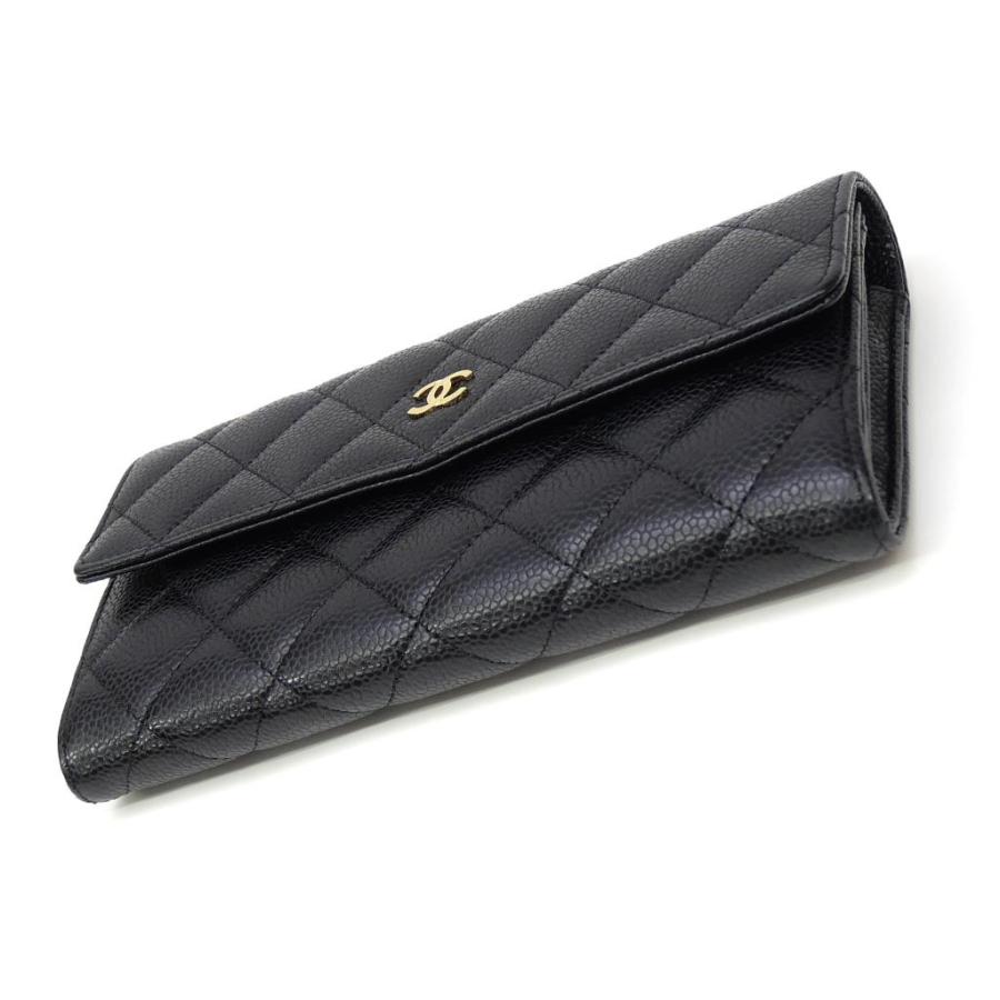 CHANEL（シャネル） 長財布 かぶせ長財布 マトラッセ 黒 キャビア