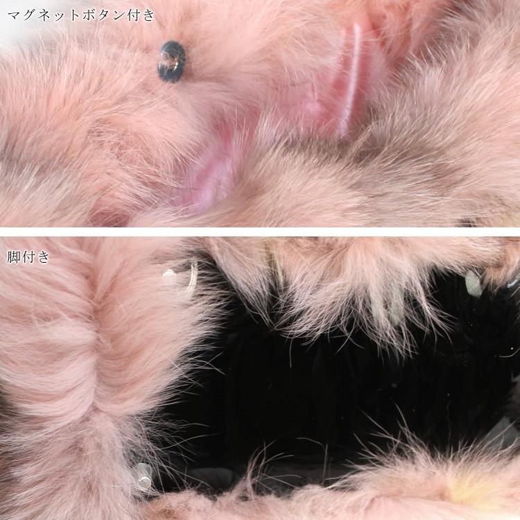 ブルーフォックス ファー トートバッグ ピンク レオパード ヒョウ柄