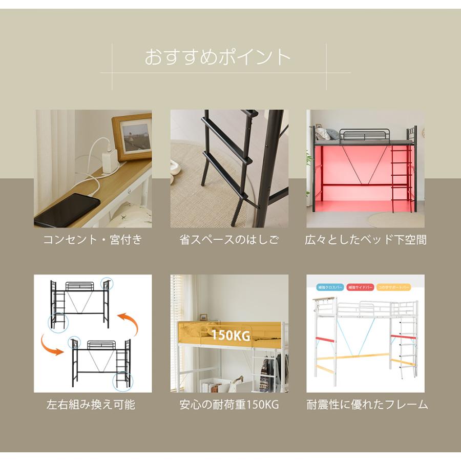 BTM 【5%OFF！】ロフトベッド ハイタイプ ロフトベット ハイベッド