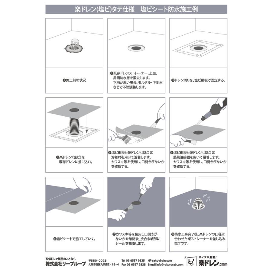 楽ドレン 塩ビ ドレン 改修用ドレン タテ・ヨコ型共通 直径 90mm用